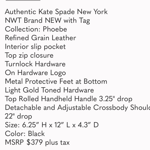 Kate Spade Phoebe Satchel Elegant Black Handbag Bag - Picture 6 of 8